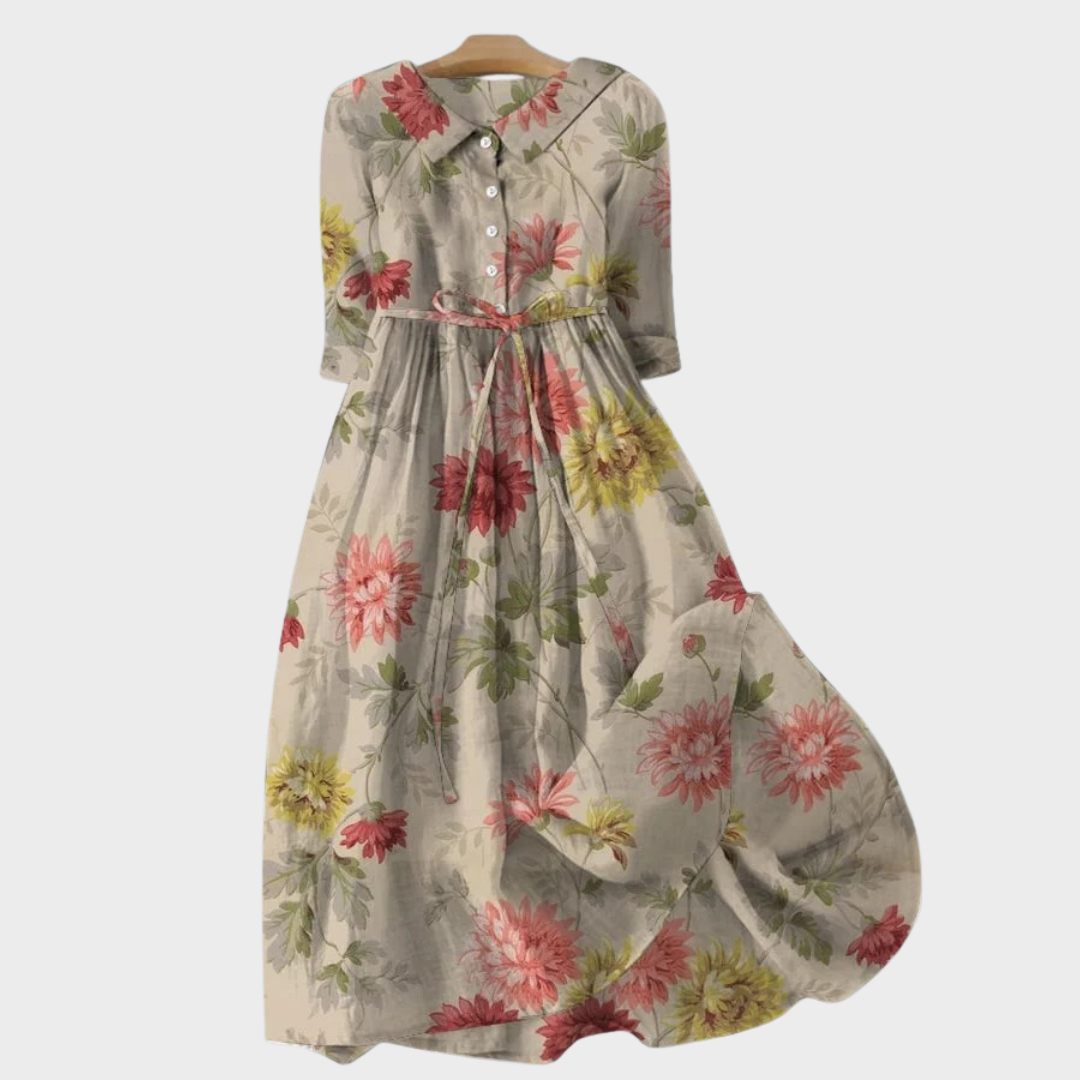 Adela™ | Blumenkleid mit Taillenschnürung