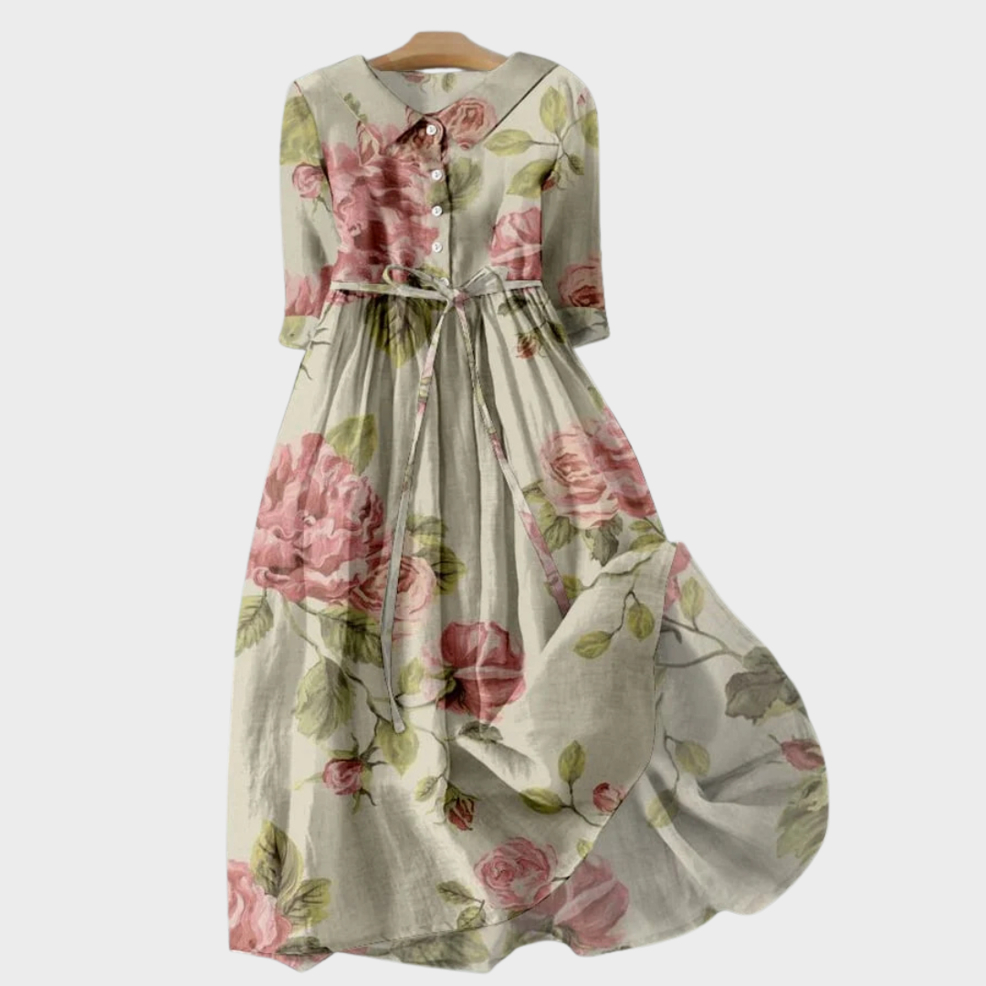 Hedelmara™ | Retro Blumenkleid mit Gürtel