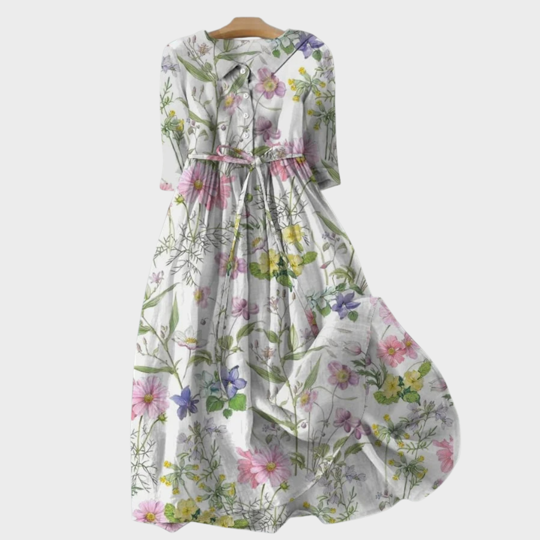 Emilia™ | Sommer Blumenkleid mit Gürtel