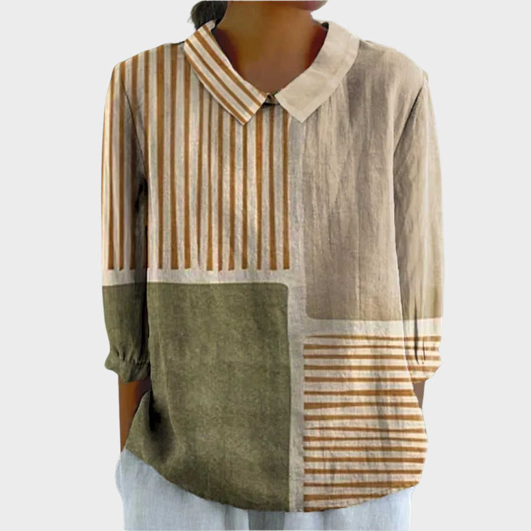 Griselda™ | Zweifarbige Bluse mit Linearem Muster