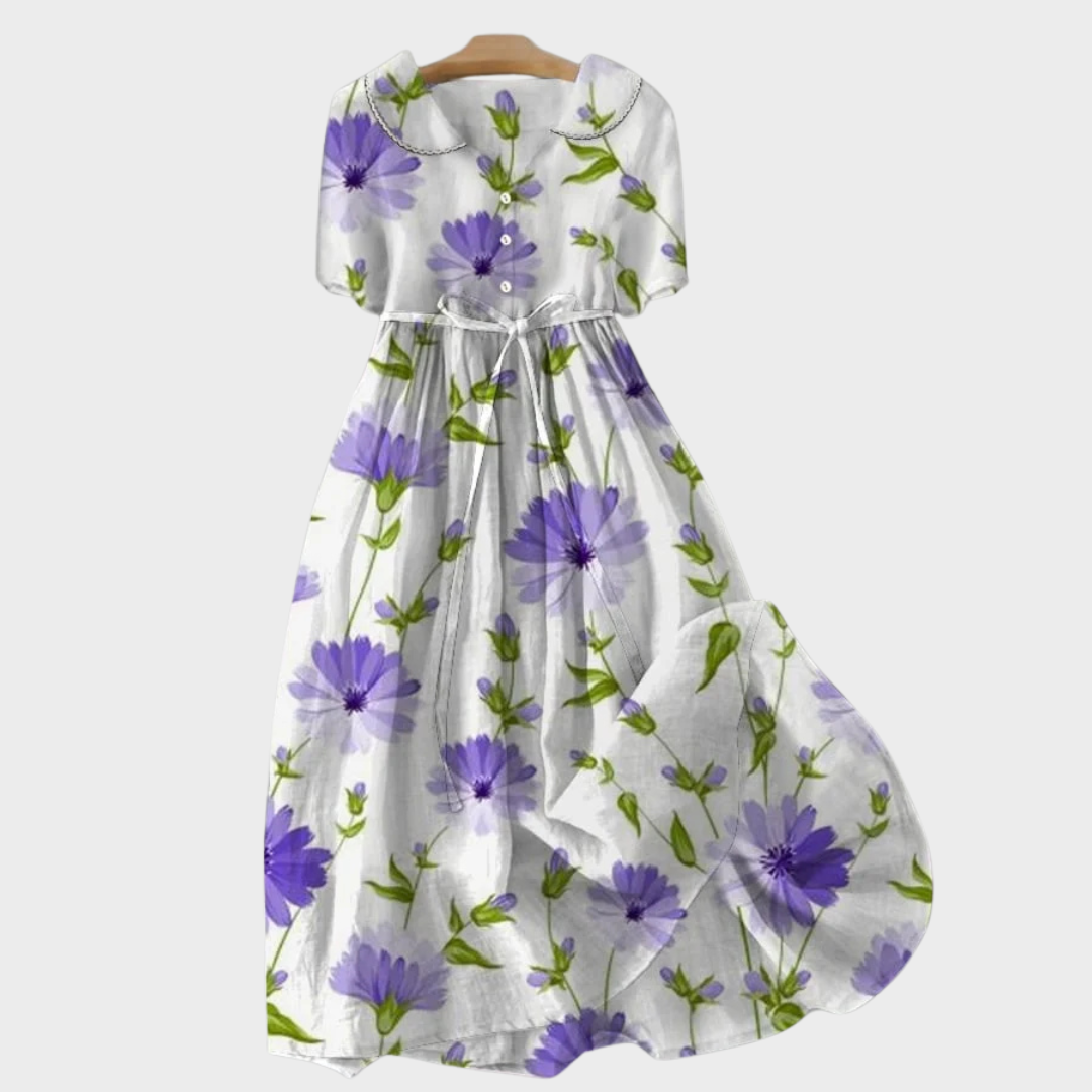 Beate™ | Vintage Blumenkleid mit Gürtel