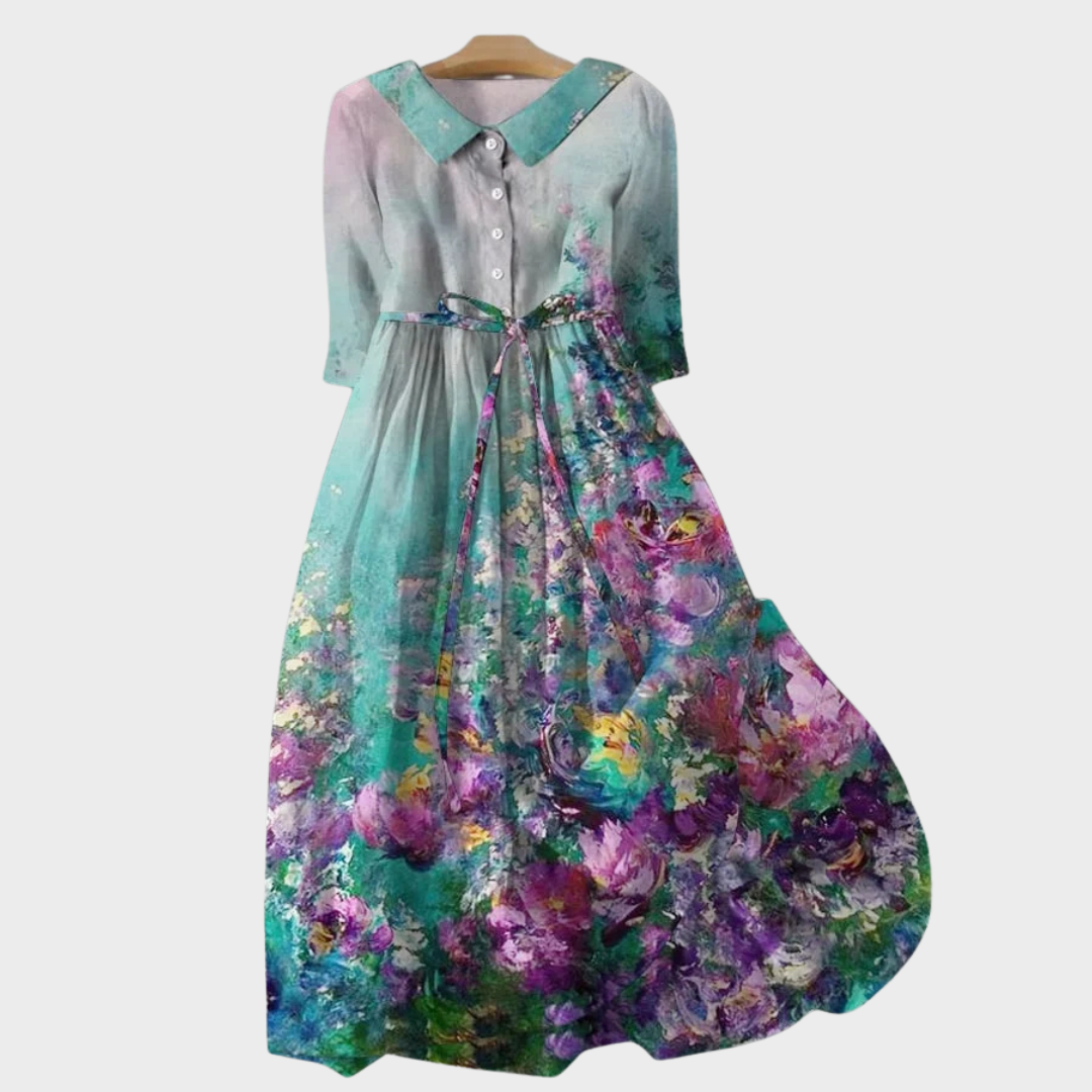 Kim™ | Damenkleid mit Blumenmuster und Taillenschnürung