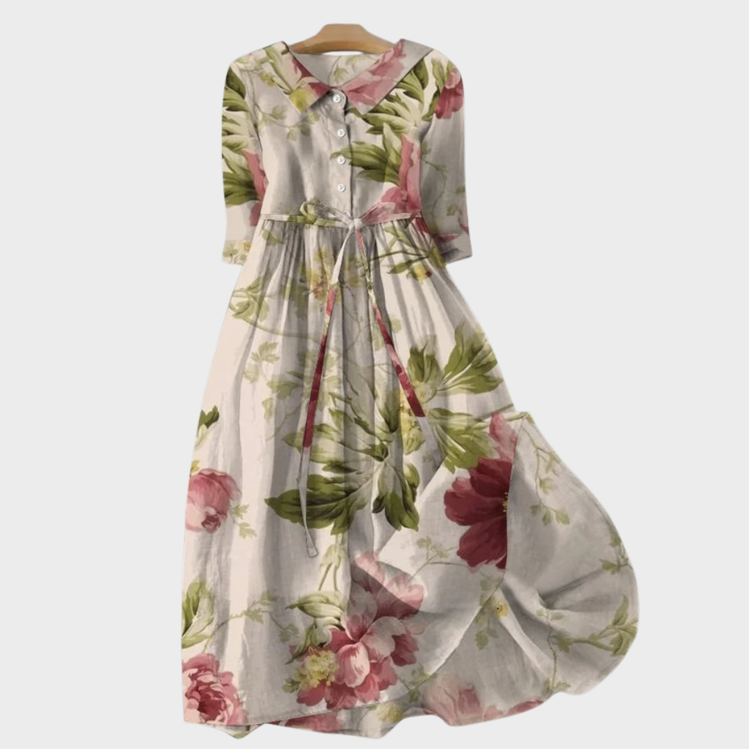 Sara™ | Retro Blumen Kleid mit Schnürung in der Taille