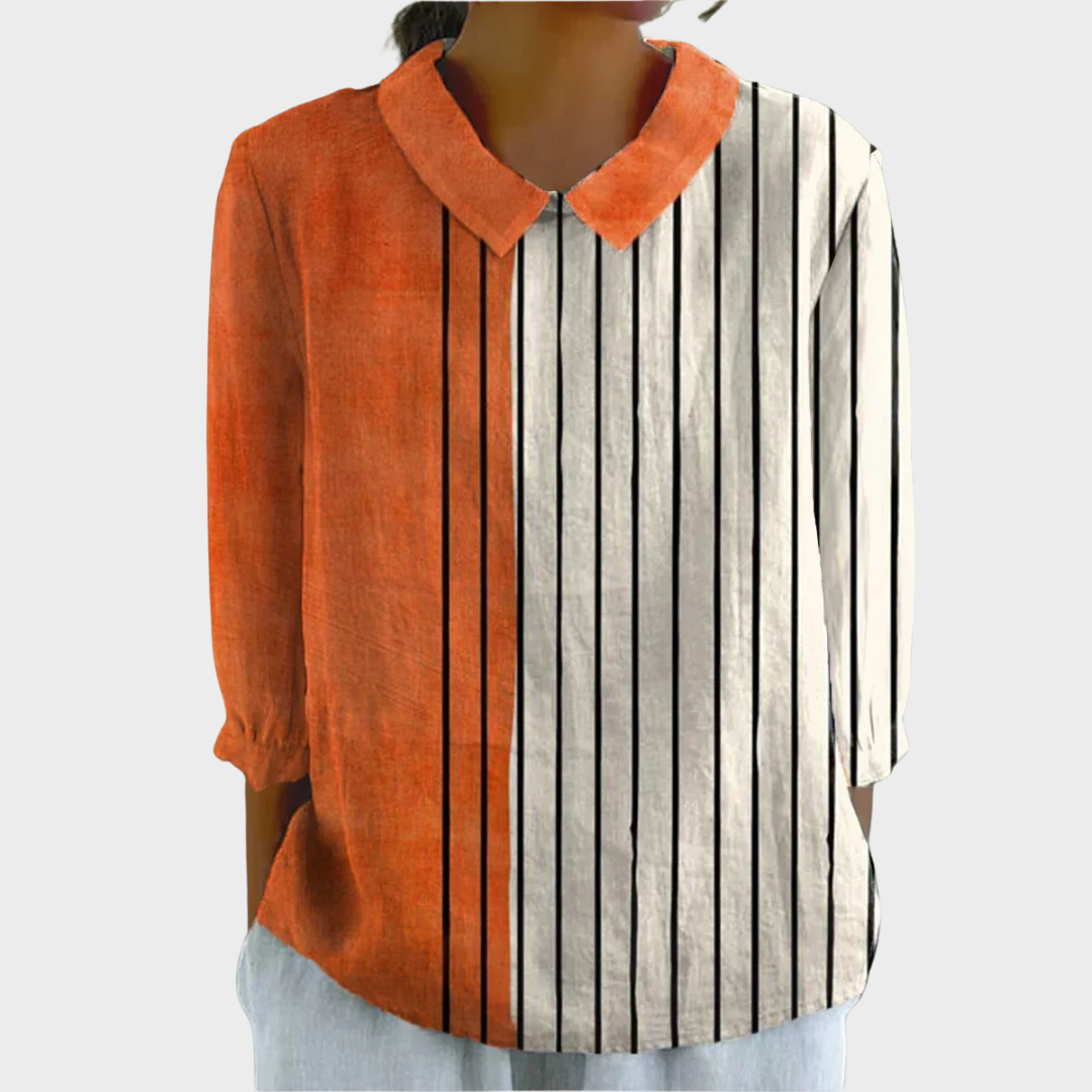 Hedwigis™ | Zweifarbige Bluse mit Vertikalen Streifen