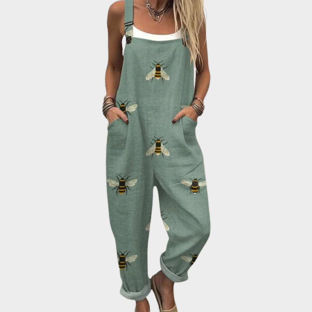 Idil™ | Lässiger Jumpsuit mit weitem Bein für Frauen mit humorvollem Bienenmotiv