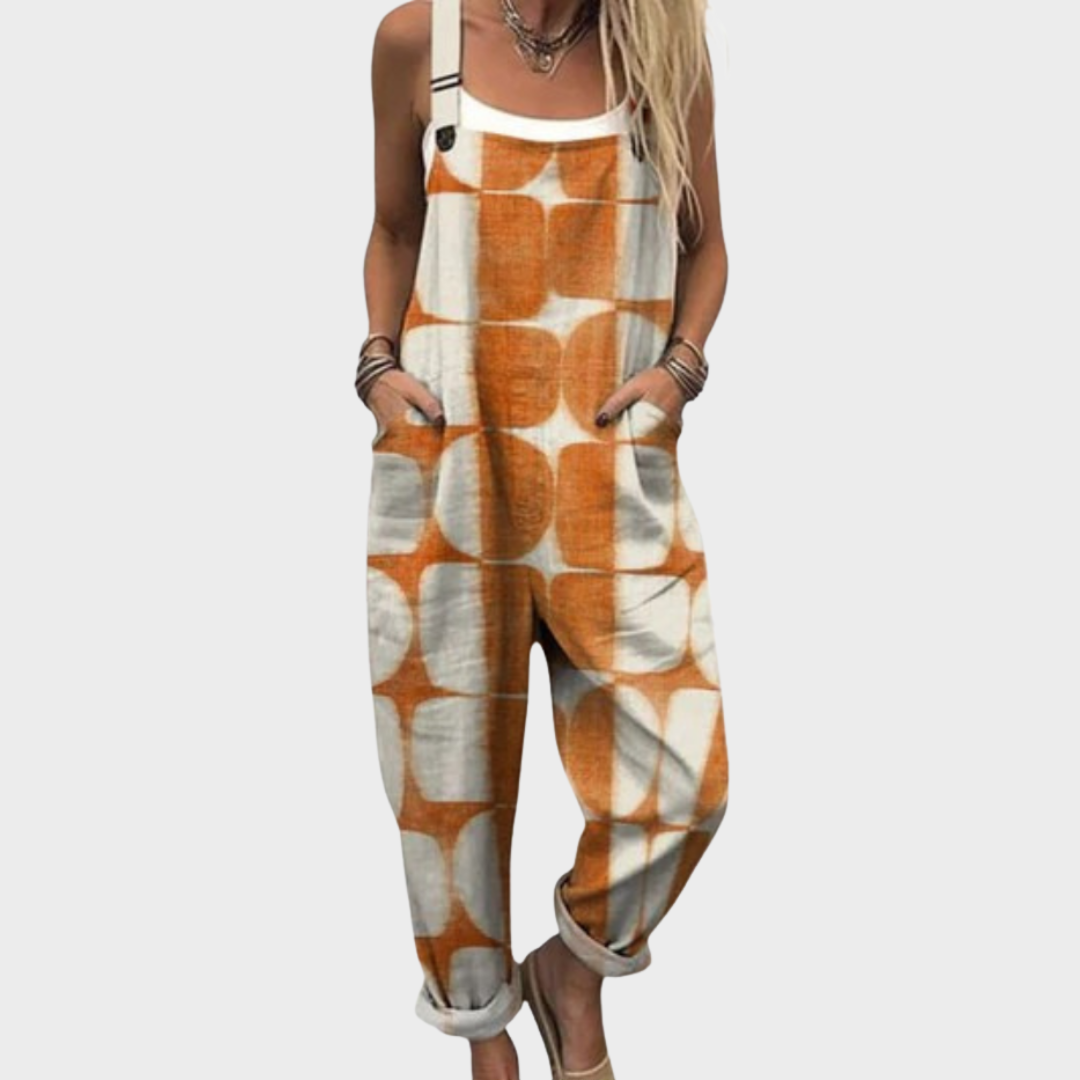 Almuth™ | Lässiger Jumpsuit mit weitem Bein und abstraktem geometrischem Kunstdruck