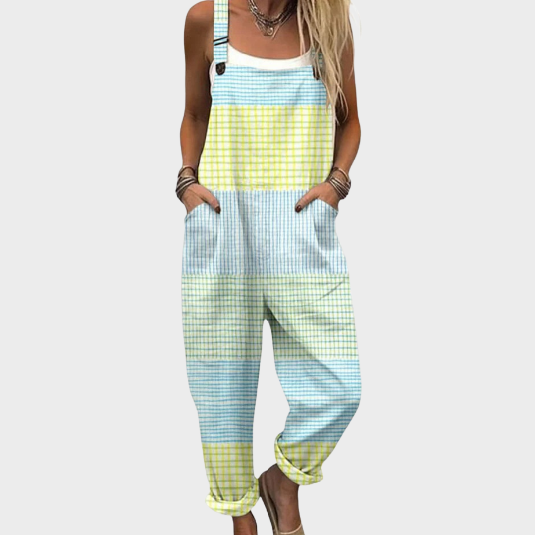 Alwina™ | Lässiger Jumpsuit mit weitem Bein und vintage abstraktem geometrischem Druck