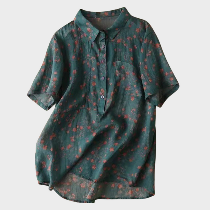 Maribel™ | Florale Halbknopfleistenbluse
