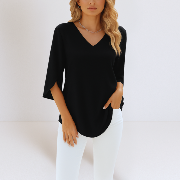 Grace™ | Elegante Bluse mit V-Ausschnitt und Schlitzärmeln