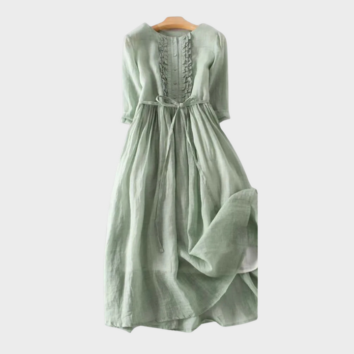 Frideburg™ | Damen Retro Kleid mit Gürtel und Rundhalsausschnitt