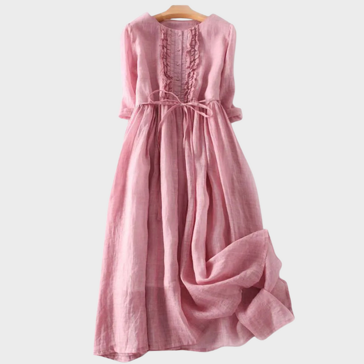 Frideburg™ | Damen Retro Kleid mit Gürtel und Rundhalsausschnitt