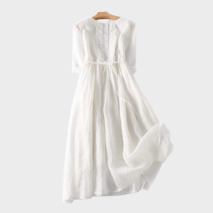 Frideburg™ | Damen Retro Kleid mit Gürtel und Rundhalsausschnitt