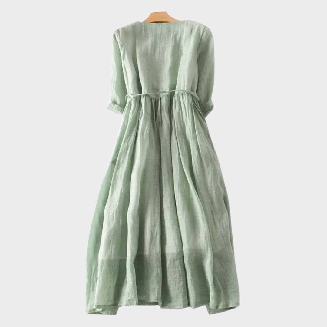 Frideburg™ | Damen Retro Kleid mit Gürtel und Rundhalsausschnitt
