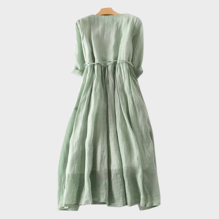 Frideburg™ | Damen Retro Kleid mit Gürtel und Rundhalsausschnitt