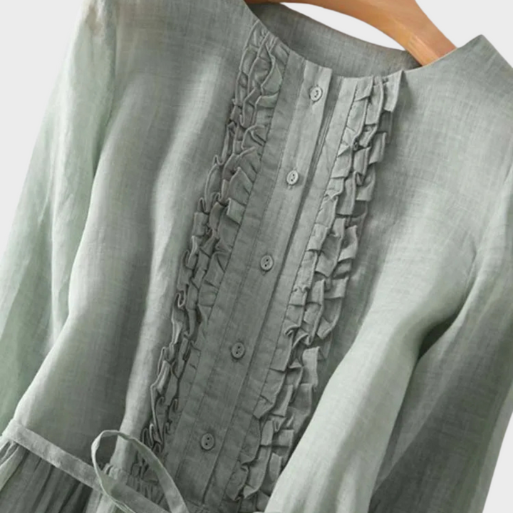 Frideburg™ | Damen Retro Kleid mit Gürtel und Rundhalsausschnitt
