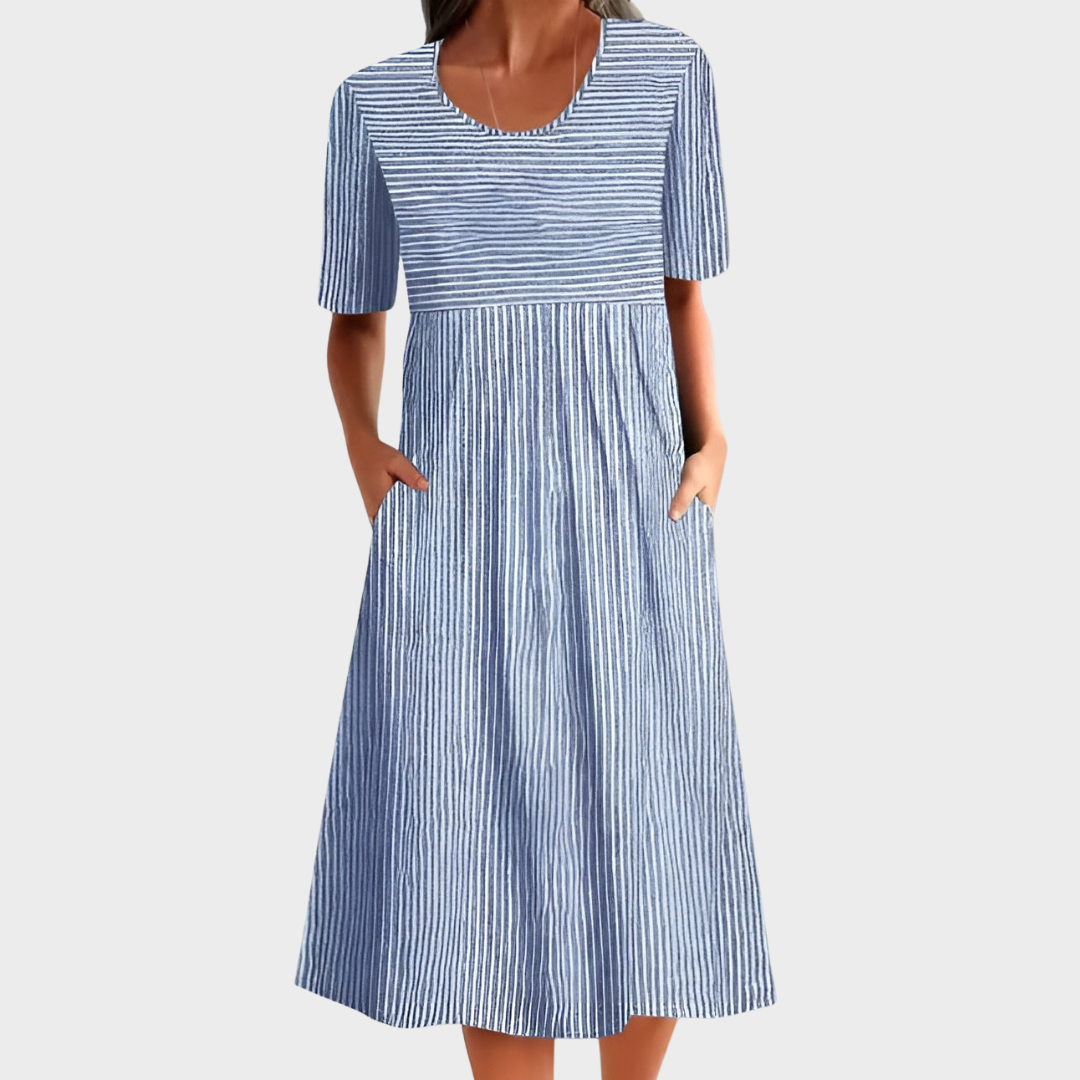 Mia™ | Elegantes Gestreiftes Midikleid