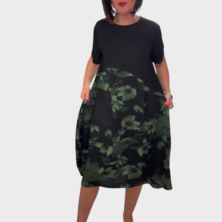 Silke™ | kleid mit Rundhalsausschnitt und Blumenmuster