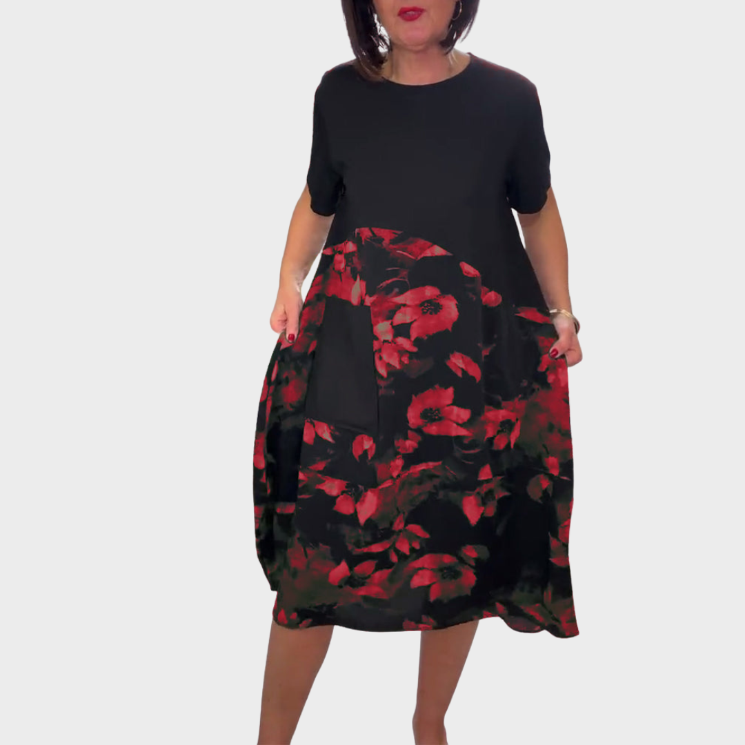 Silke™ | kleid mit Rundhalsausschnitt und Blumenmuster