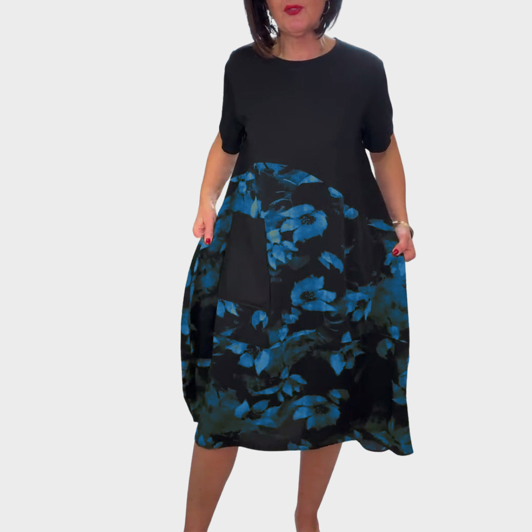 Silke™ | kleid mit Rundhalsausschnitt und Blumenmuster