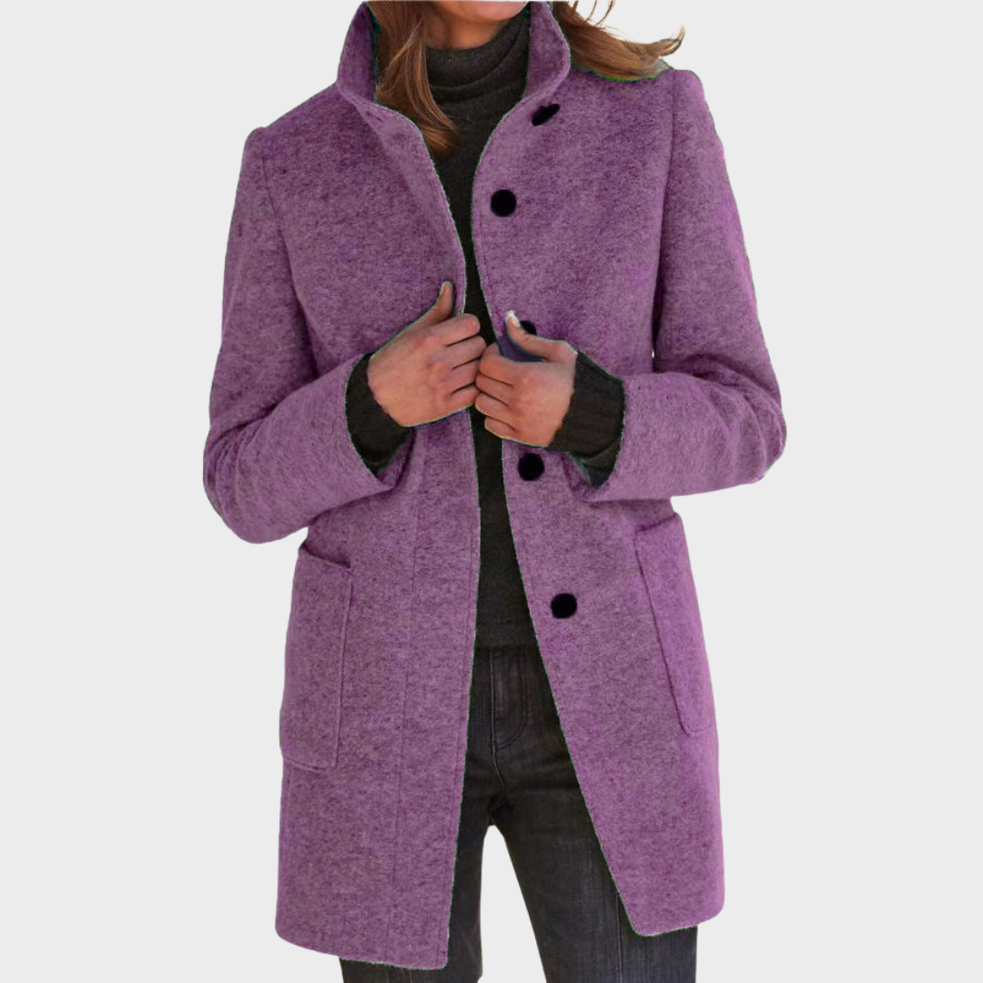 Hedwig™ | Damen Retro-inspirierte Langarm-Windjacke mit Knopfverschluss und Stehkragen