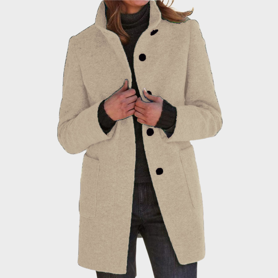 Hedwig™ | Damen Retro-inspirierte Langarm-Windjacke mit Knopfverschluss und Stehkragen