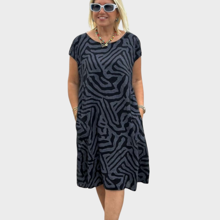 Claudette™ | Sommerkleid mit Rundhalsausschnitt und schöner Druck