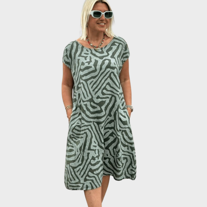 Claudette™ | Sommerkleid mit Rundhalsausschnitt und schöner Druck