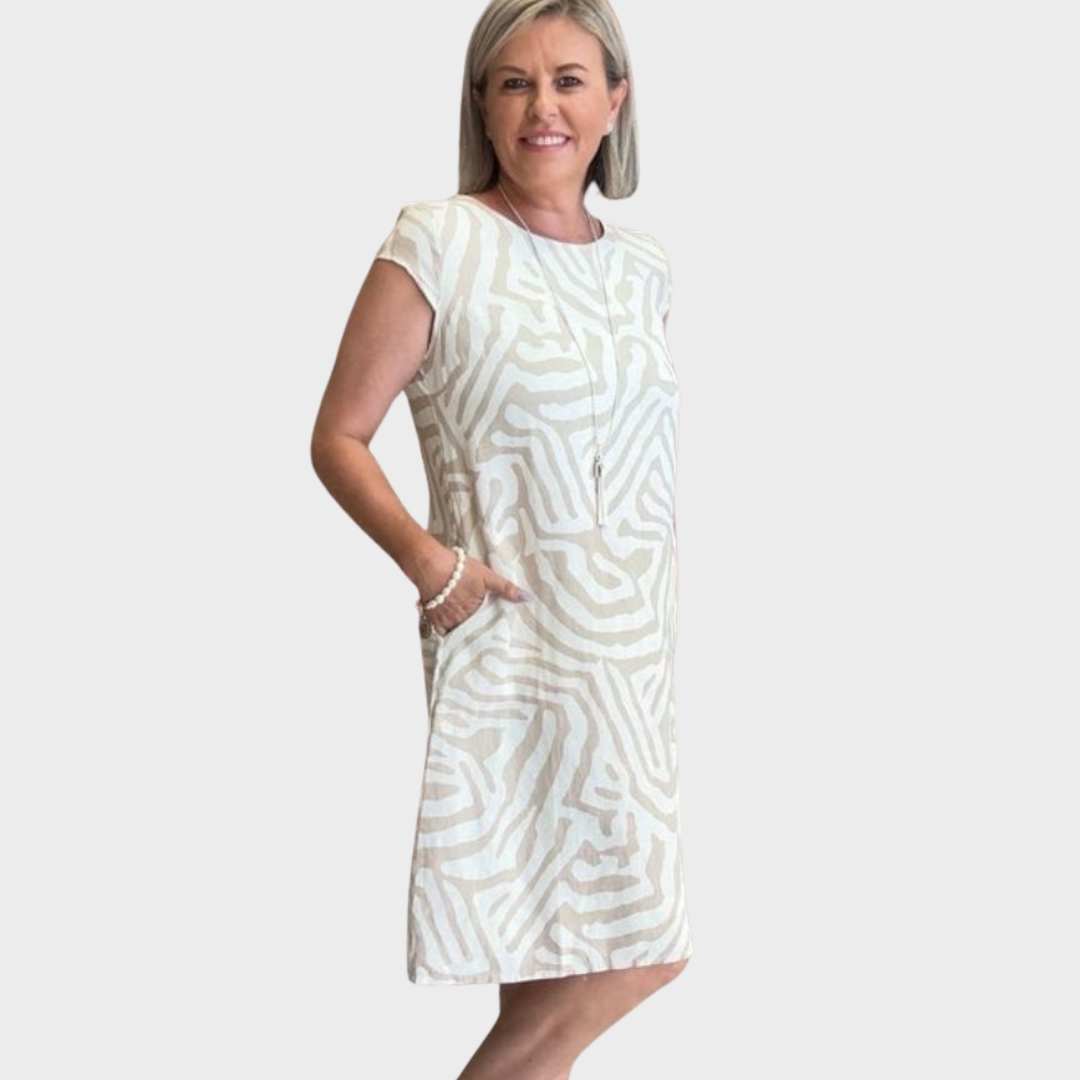 Claudette™ | Sommerkleid mit Rundhalsausschnitt und schöner Druck