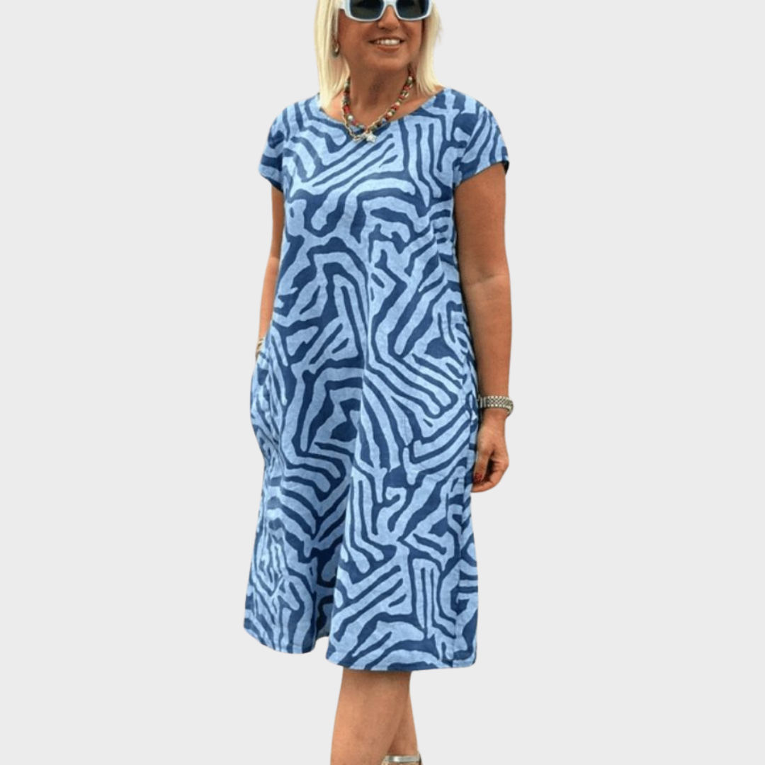 Claudette™ | Sommerkleid mit Rundhalsausschnitt und schöner Druck