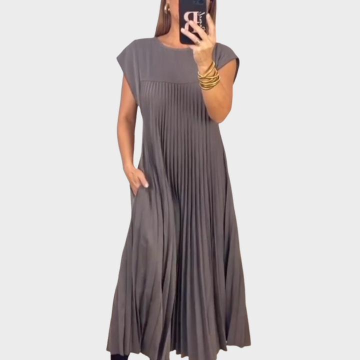 Leonie™ | Damen gefaltetes einfaches unifarbenes Kleid