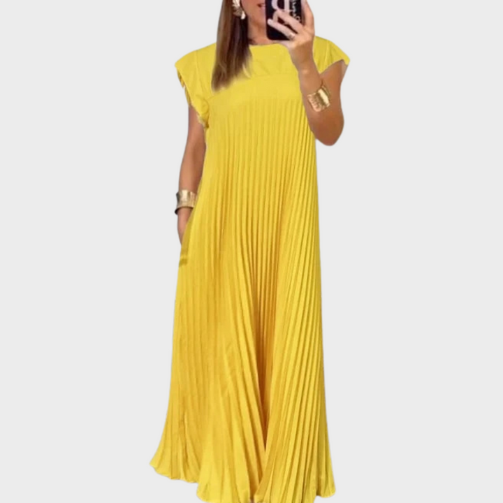 Leonie™ | Damen gefaltetes einfaches unifarbenes Kleid