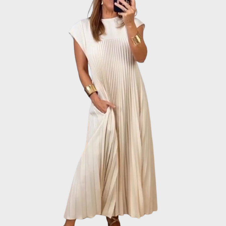 Leonie™ | Damen gefaltetes einfaches unifarbenes Kleid