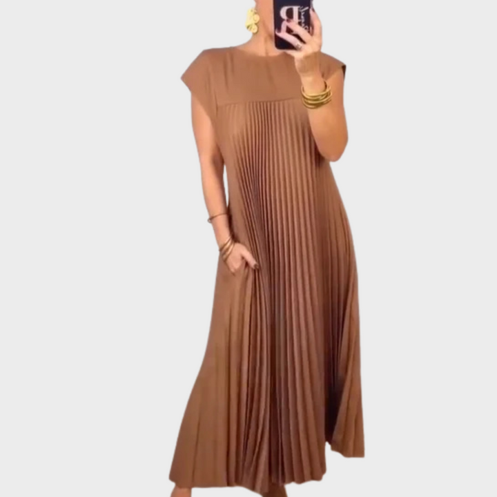 Leonie™ | Damen gefaltetes einfaches unifarbenes Kleid