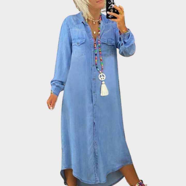 Else™ | Lange Ärmel Maxi-Kleid aus Denim
