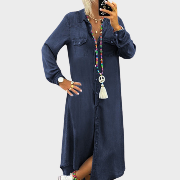 Else™ | Lange Ärmel Maxi-Kleid aus Denim