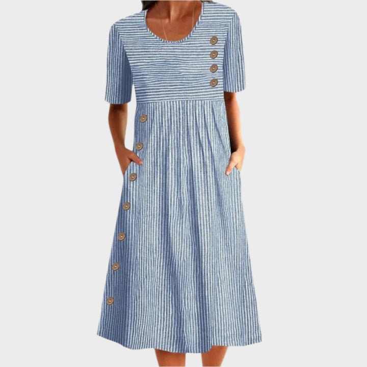 Cornelia™ | Midi Kleid Gestreift Baumwolle
