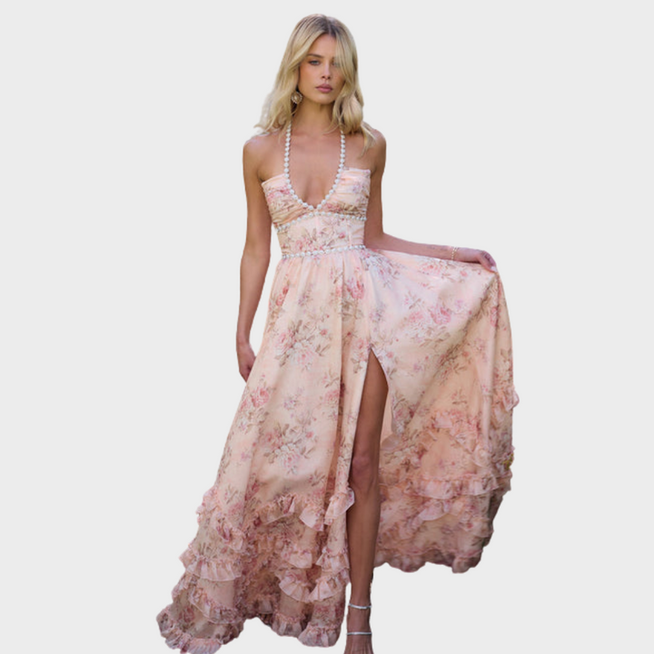 Euphrosyne™ | Langes Blumenmuster Kleid