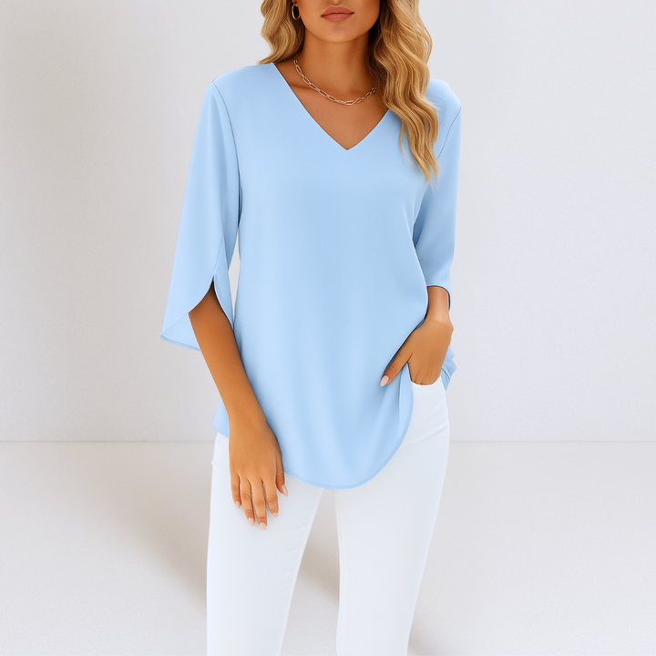 Grace™ | Elegante Bluse mit V-Ausschnitt und Schlitzärmeln