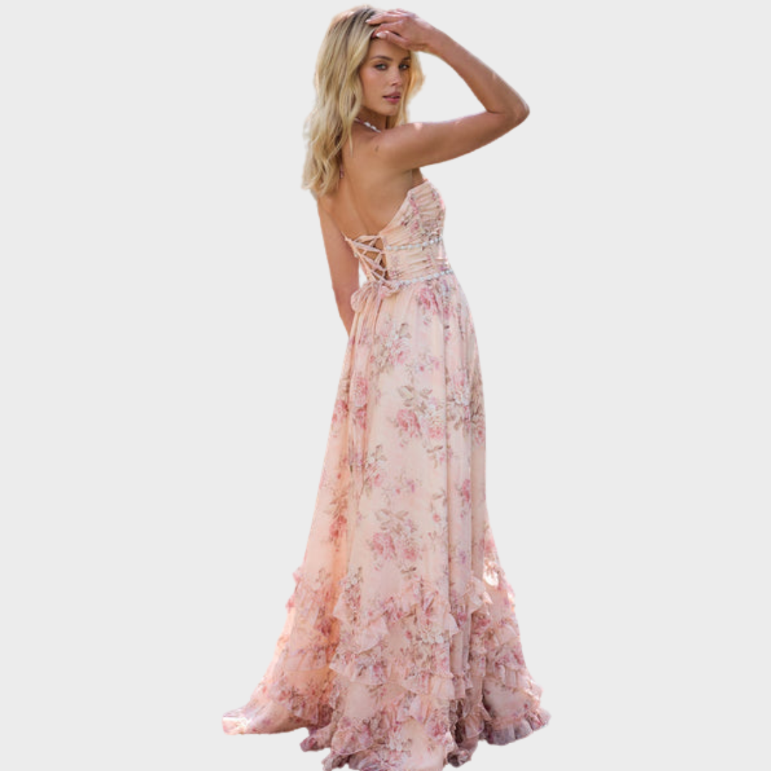 Euphrosyne™ | Langes Blumenmuster Kleid