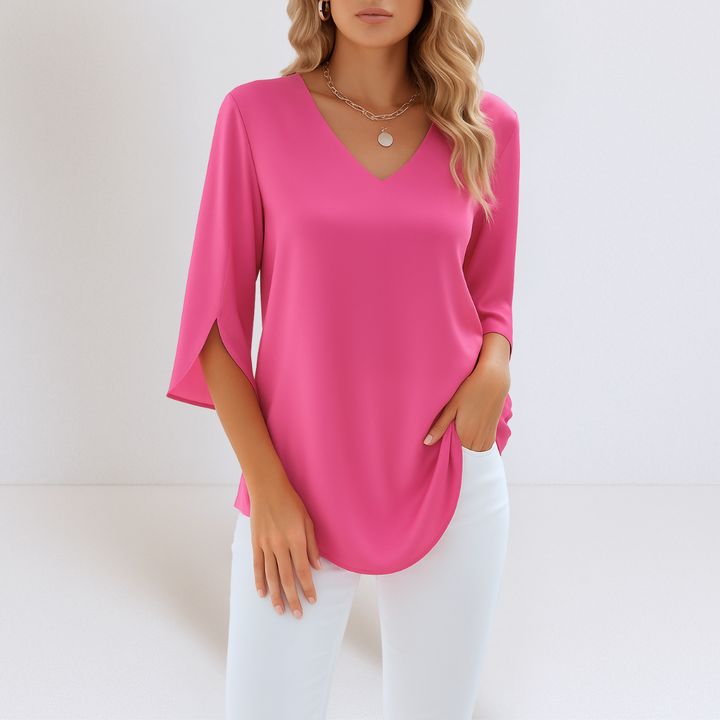 Grace™ | Elegante Bluse mit V-Ausschnitt und Schlitzärmeln
