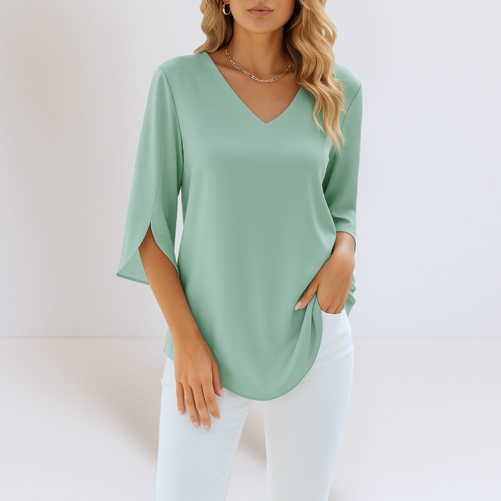 Grace™ | Elegante Bluse mit V-Ausschnitt und Schlitzärmeln