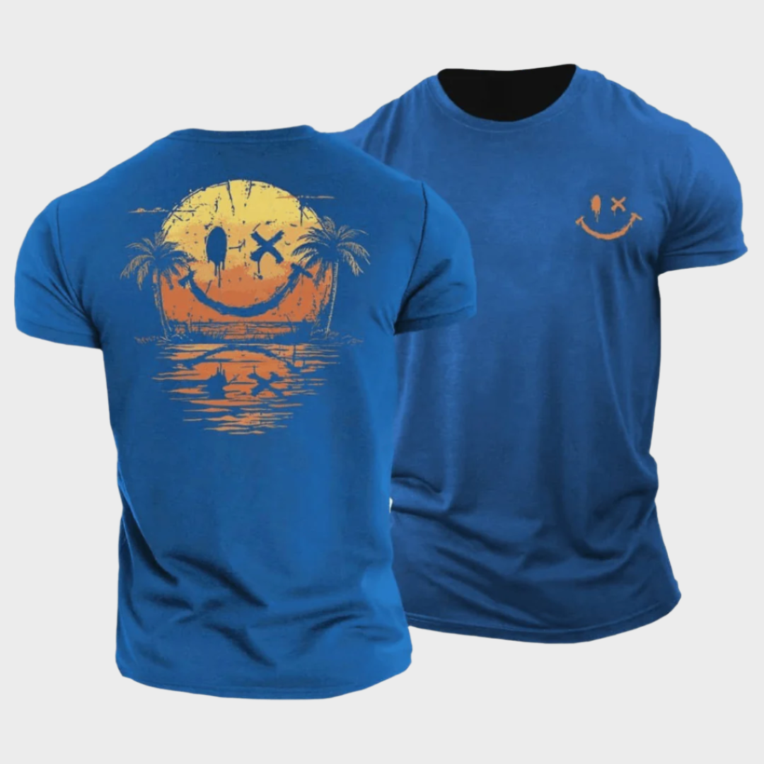 Edgar™ |Sommerliches T-Shirt mit Smiley-Print und Meermotiv