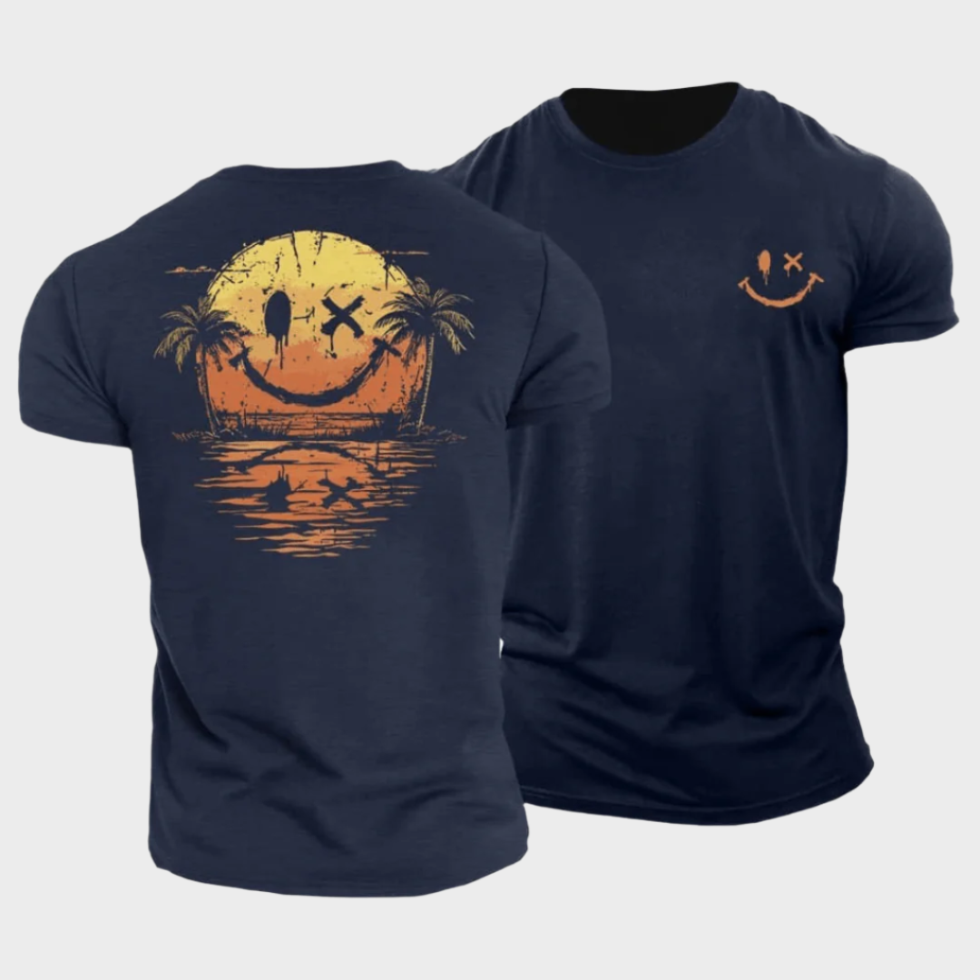 Edgar™ |Sommerliches T-Shirt mit Smiley-Print und Meermotiv